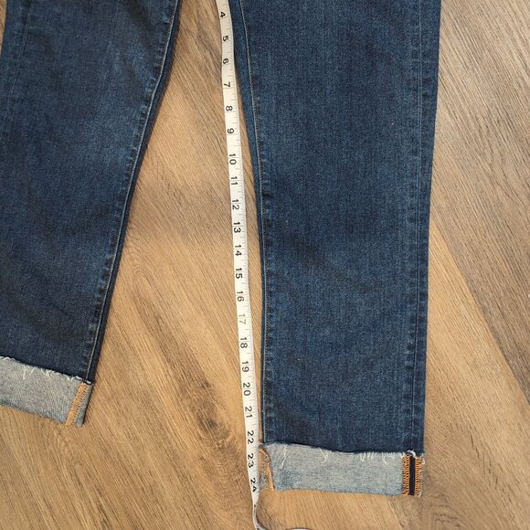 Veronica Beard Ryleigh High Rise Slim Straight Jean Capri 26 Raw Hem Oxford - Picture 8 of 9